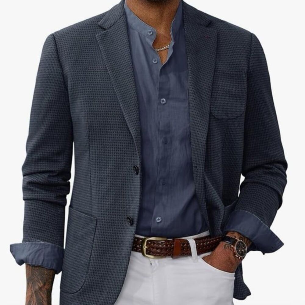 PAUL JONES Mens Casual Sport Coat Blazer Two Buttons Lightweight Business Jacket
